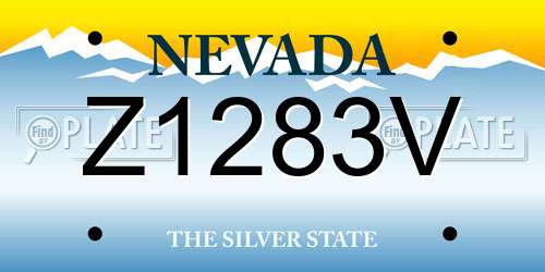 Z1283V Nevada License Plate