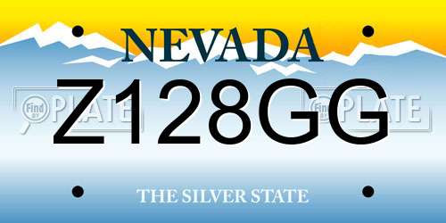 Z128GG Nevada License Plate