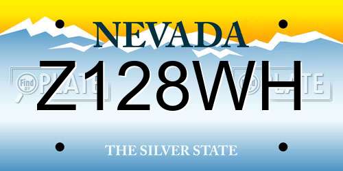 Z128WH Nevada License Plate