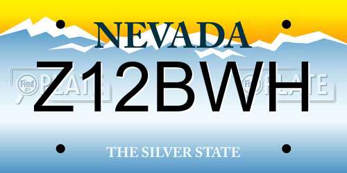 Z12BWH Nevada License Plate