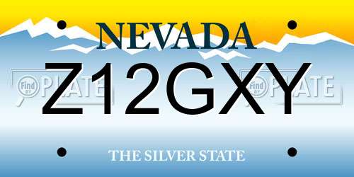 Z12GXY Nevada License Plate