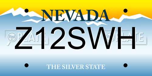 Z12SWH Nevada License Plate