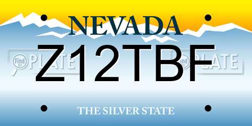Z12TBF Nevada License Plate