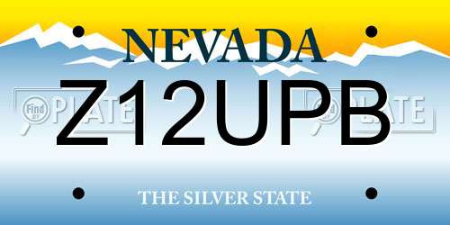 Z12UPB Nevada License Plate