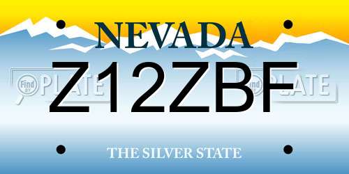 Z12ZBF Nevada License Plate