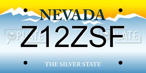 Z12ZSF Nevada License Plate