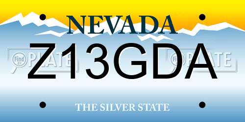 Z13GDA Nevada License Plate