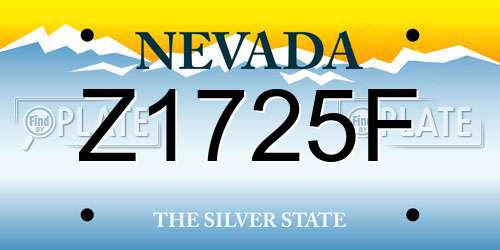Z1725F Nevada License Plate