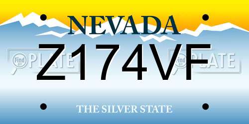Z174VF Nevada License Plate