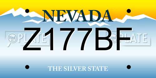 Z177BF Nevada License Plate