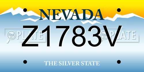 Z1783V Nevada License Plate