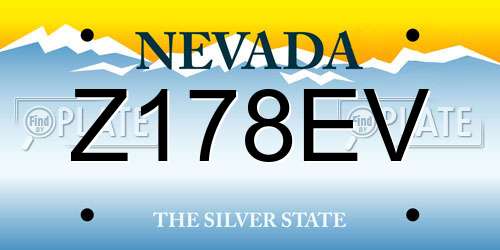 Z178EV Nevada License Plate