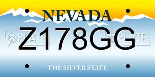 Z178GG Nevada License Plate