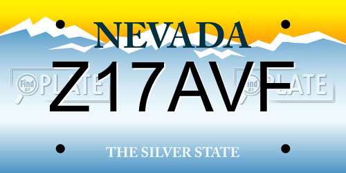 Z17AVF Nevada License Plate