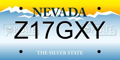 Z17GXY Nevada License Plate