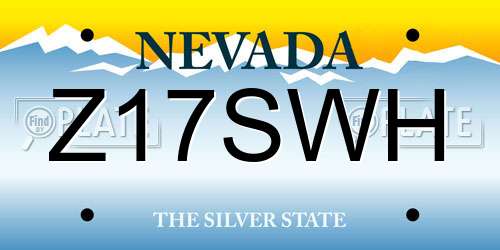 Z17SWH Nevada License Plate