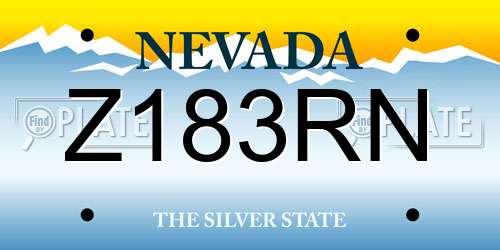 Z183RN Nevada License Plate