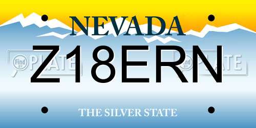 Z18ERN Nevada License Plate