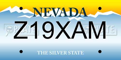 Z19XAM Nevada License Plate