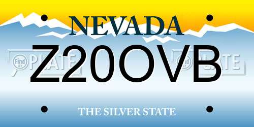 Z20OVB Nevada License Plate