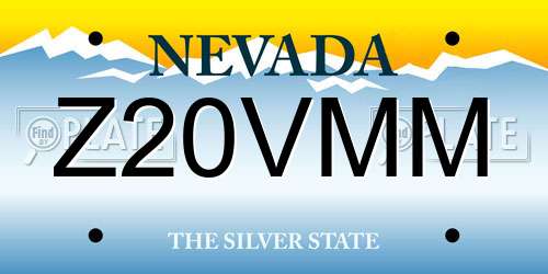 Z20VMM Nevada License Plate