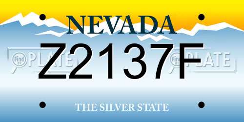 Z2137F Nevada License Plate