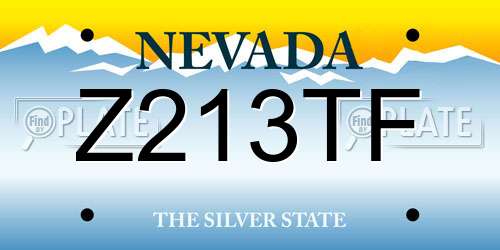Z213TF Nevada License Plate