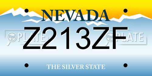 Z213ZF Nevada License Plate