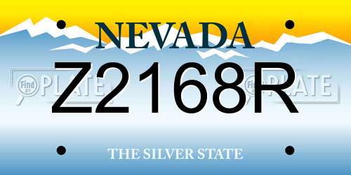 Z2168R Nevada License Plate