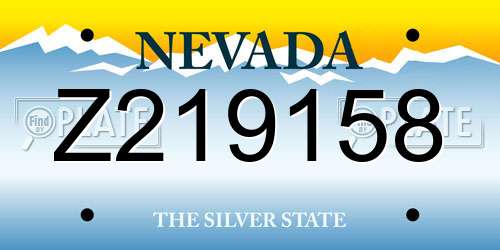Z219158 Nevada License Plate
