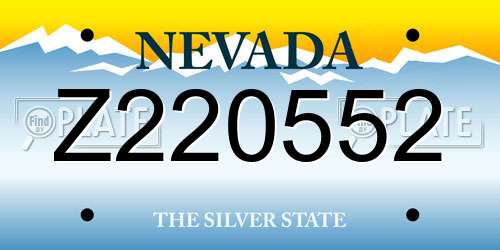 Z220552 Nevada License Plate