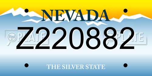 Z220882 Nevada License Plate