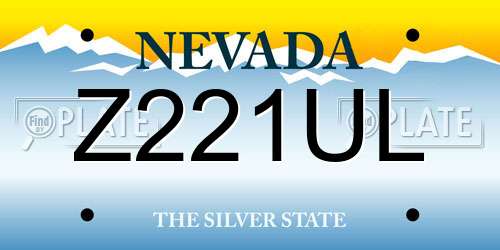 Z221UL Nevada License Plate