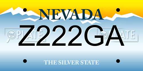 Z222GA Nevada License Plate