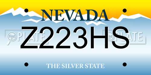 Z223HS Nevada License Plate