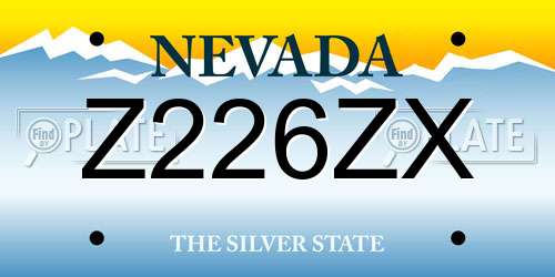 Z226ZX Nevada License Plate