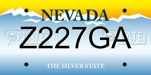 Z227GA Nevada License Plate