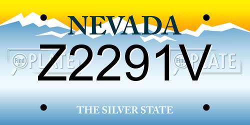 Z2291V Nevada License Plate