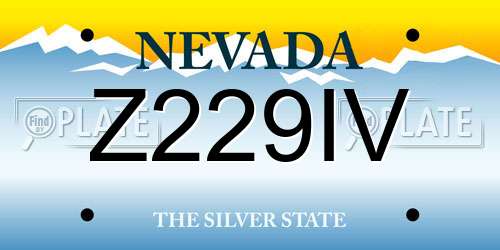 Z229IV Nevada License Plate