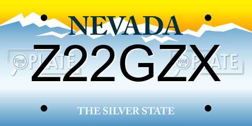 Z22GZX Nevada License Plate