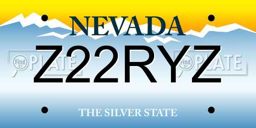 Z22RYZ Nevada License Plate