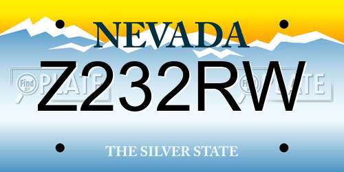 Z232RW Nevada License Plate