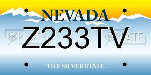 Z233TV Nevada License Plate