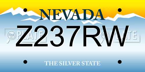 Z237RW Nevada License Plate