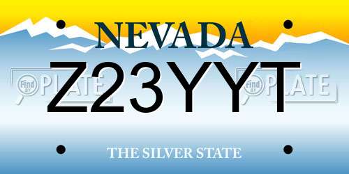 Z23YYT Nevada License Plate
