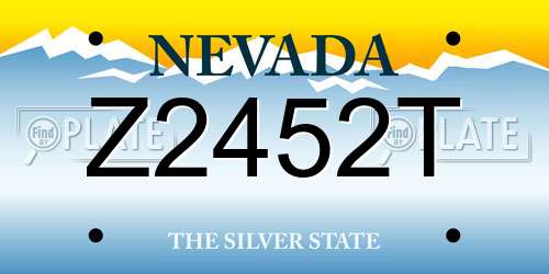 Z2452T Nevada License Plate