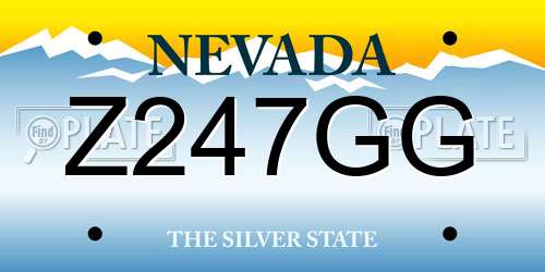 Z247GG Nevada License Plate