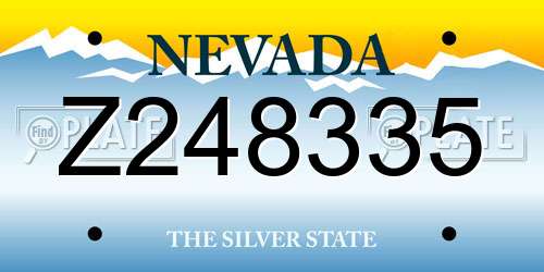 Z248335 Nevada License Plate