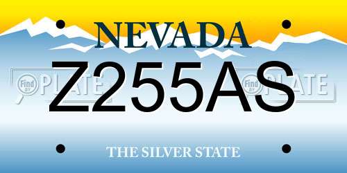 Z255AS Nevada License Plate