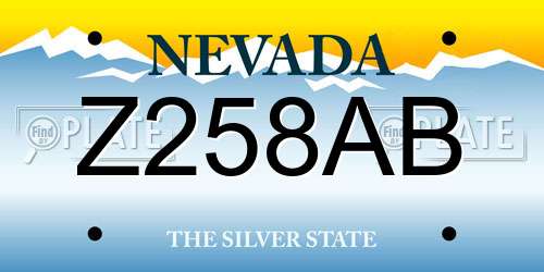 Z258AB Nevada License Plate